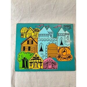 Vintage Playskool Fairy Tale Town Look Inside Puzzle 320-06 Kids Ages 3-6